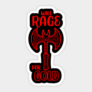 Will Rage for Gold Barbarian Class Dual Axes Dungeon Tabletop RPG TTRPG Sticker